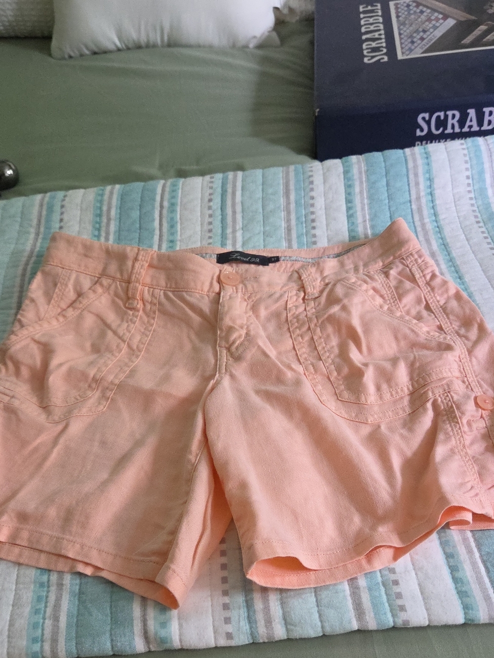 Level 99 Peach Cotton Jean Shorts